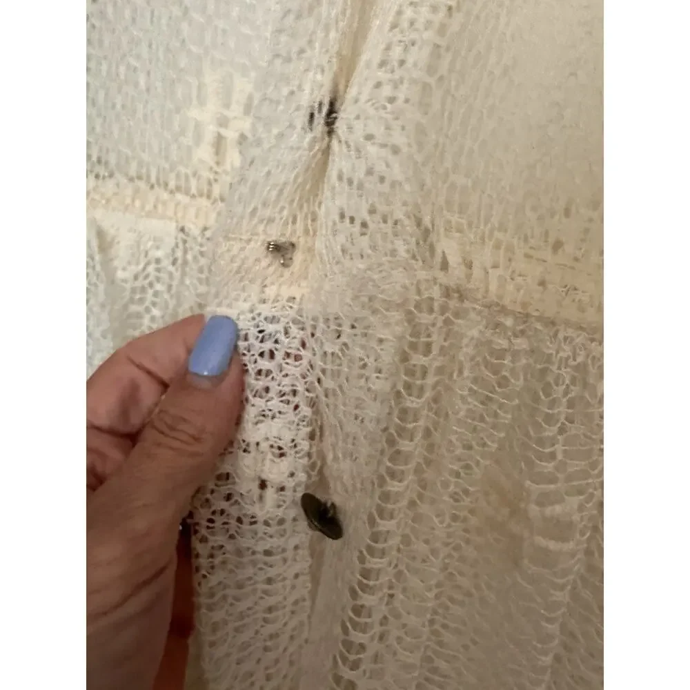 Vintage Fine Lace Dress 4 To 6 1960s With Satin Slip Rhinestone Buttons - Picture 9 of 15